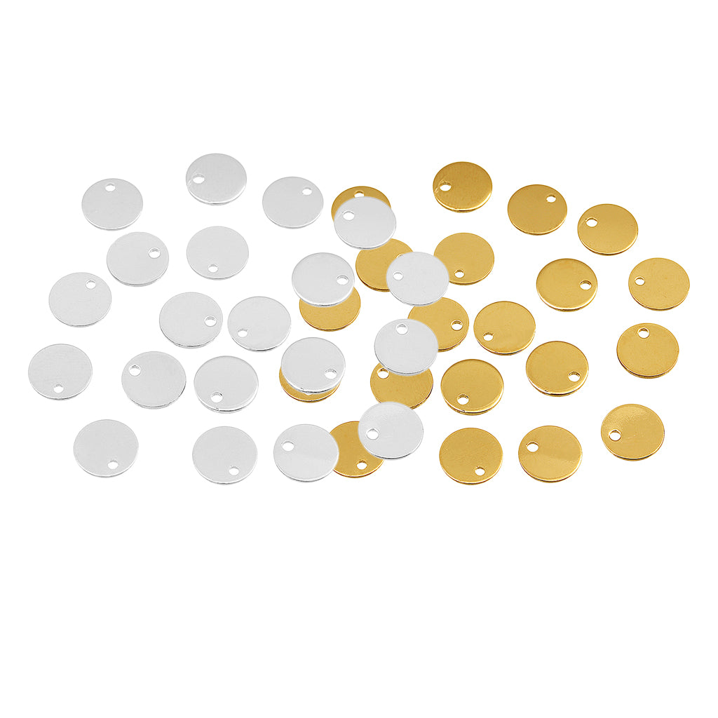 40 Pieces Gold Silver Flat Round Blank Coin Stamping Charms Tag Pendants DIY