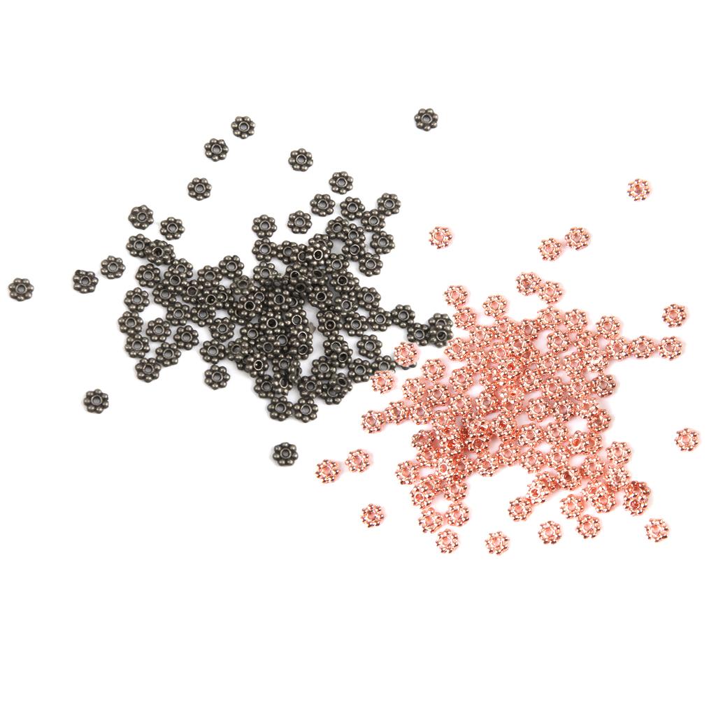 200 Pieces Snowflake Flower Shape Alloy Spacer beads Jewelry Findings 4mm
