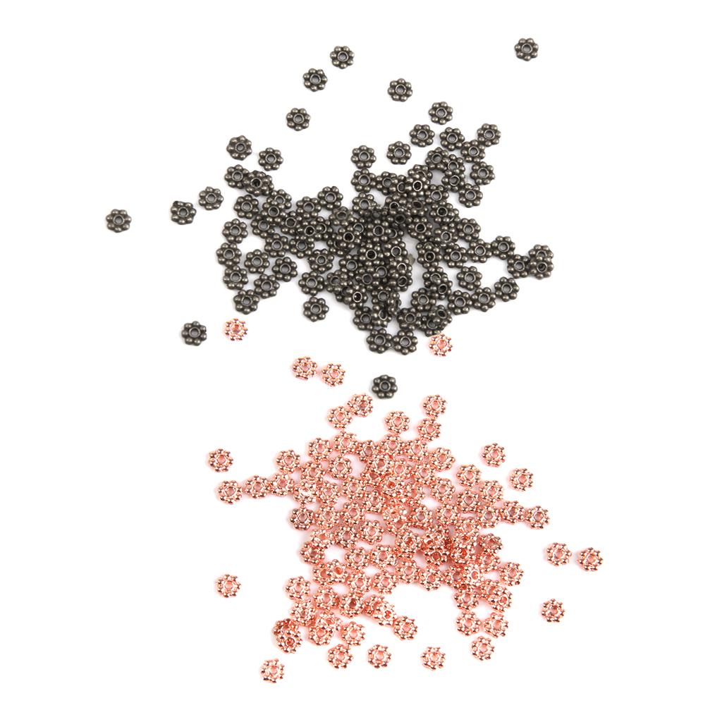 200 Pieces Snowflake Flower Shape Alloy Spacer beads Jewelry Findings 4mm