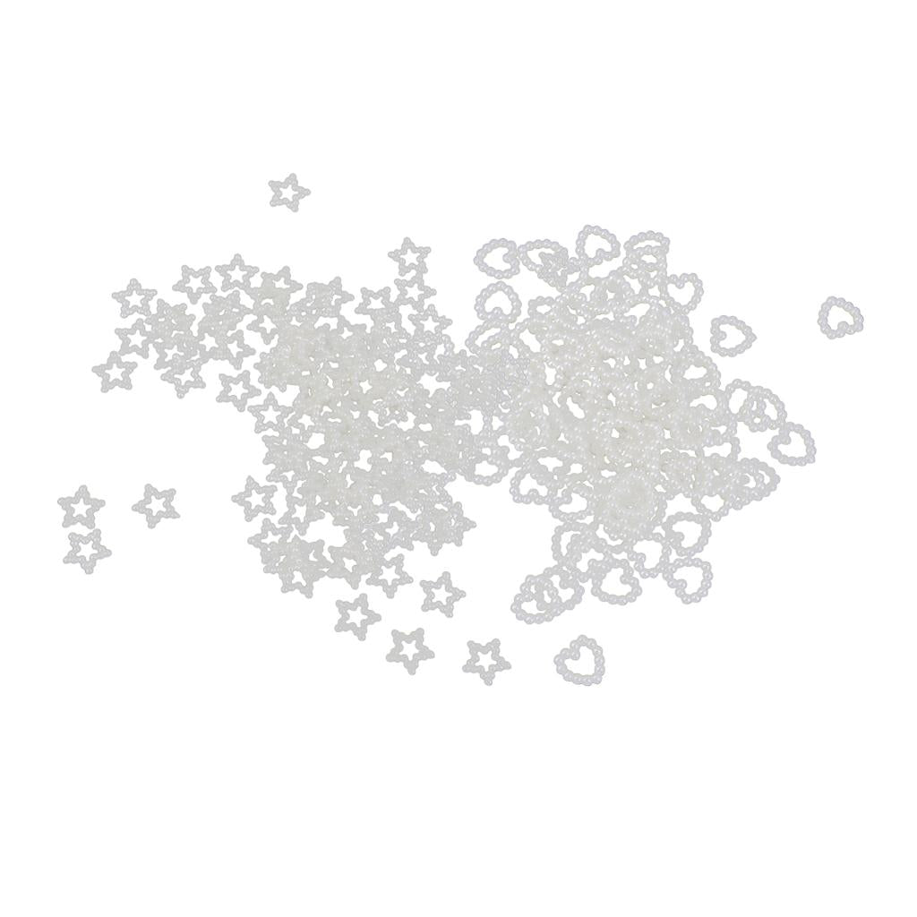 200 Pieces Heart Star Shape Faux Pearls Cabochon Embellishments for Wedding