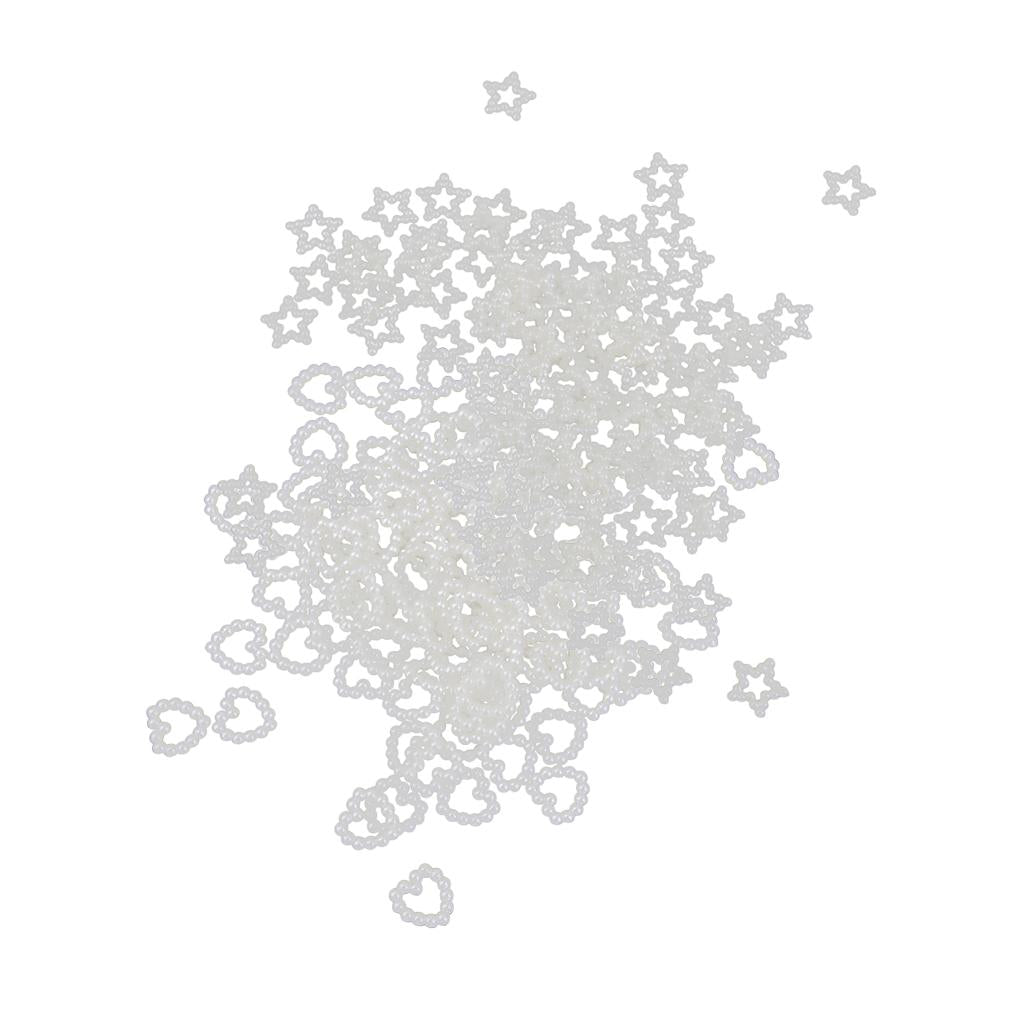 200 Pieces Heart Star Shape Faux Pearls Cabochon Embellishments for Wedding