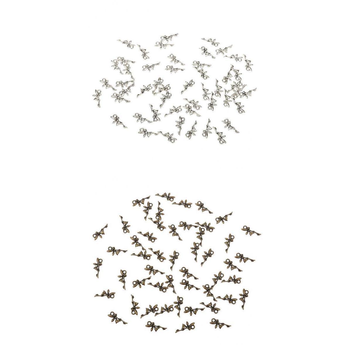 100pcs Angle Fairy Alloy Pendant Charms DIYJewelry Findings Bronze & Sliver