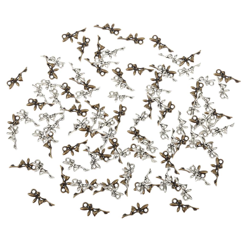 100pcs Angle Fairy Alloy Pendant Charms DIYJewelry Findings Bronze & Sliver