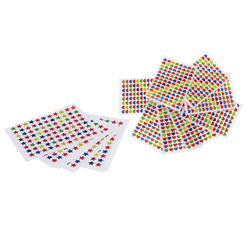 20 Pcs Multicolor Mini Removable Teacher Reward Stickers Love Heart & Star
