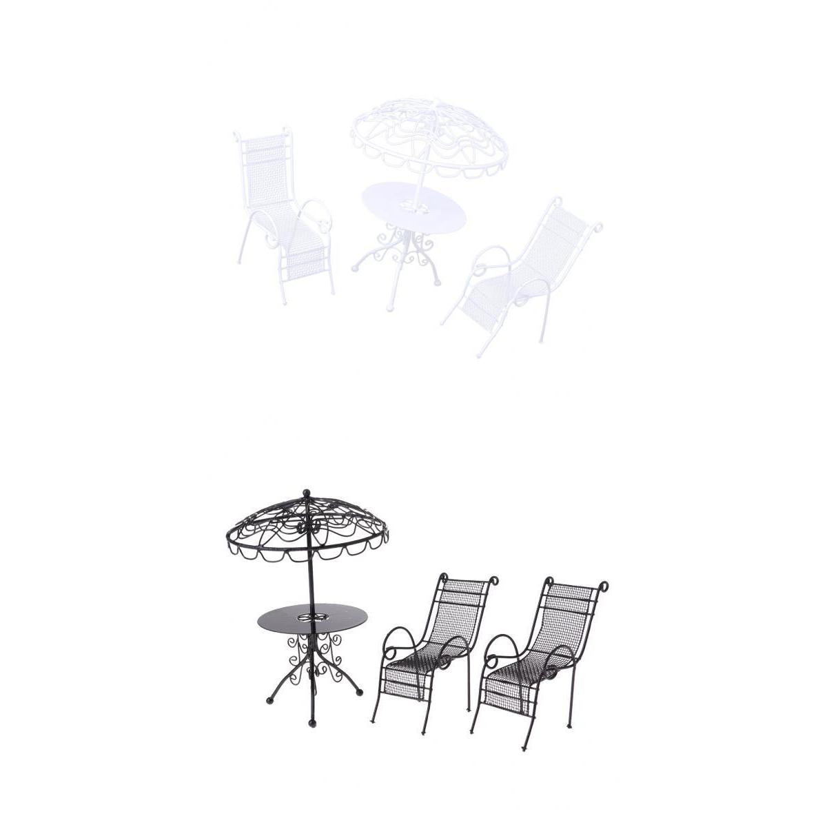 2 Piece 1/12 Dollhouse Miniature Table Chairs Set Outdoor Garden Scene Model