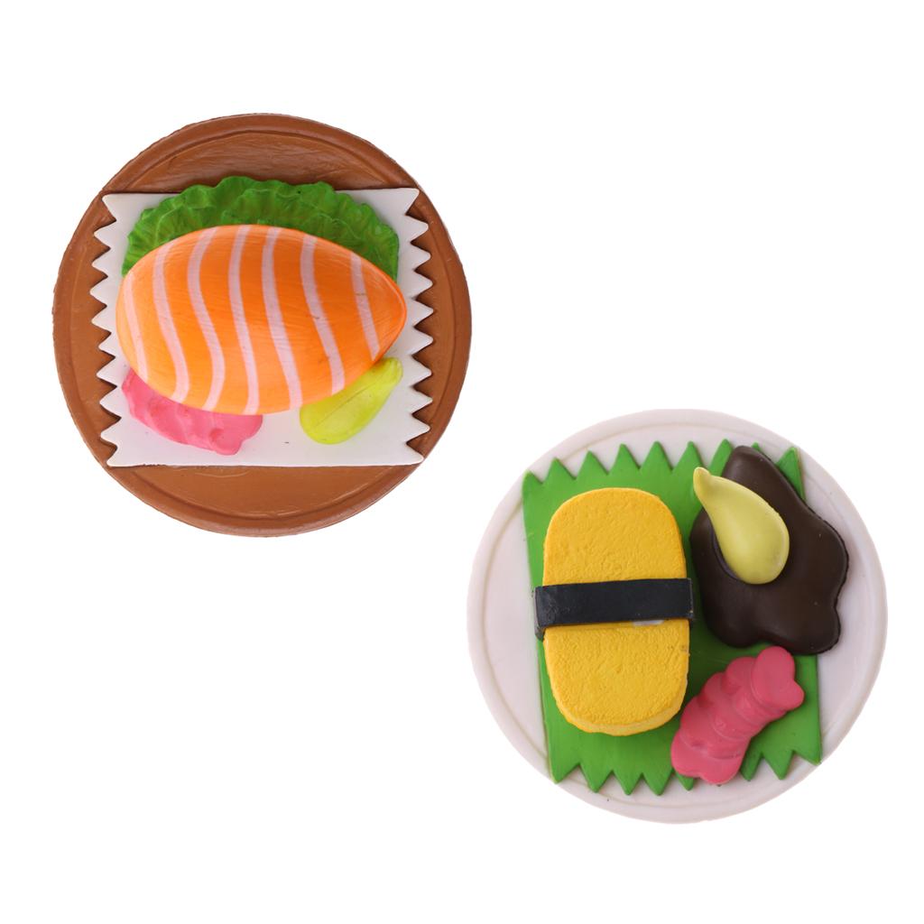 1/12 Dollhouse Miniature Vivid Japanese Food Sushi Round Plate