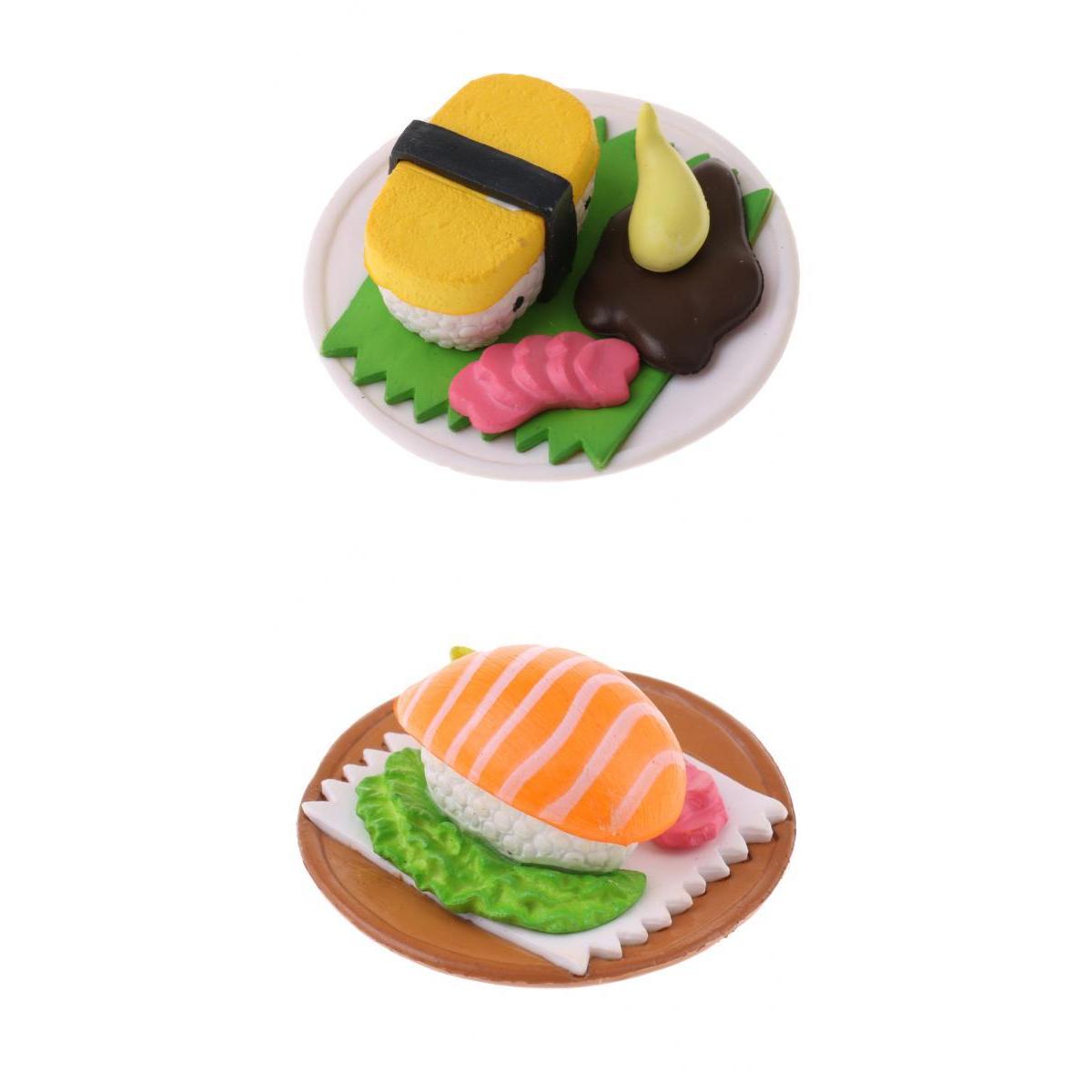 1/12 Dollhouse Miniature Vivid Japanese Food Sushi Round Plate