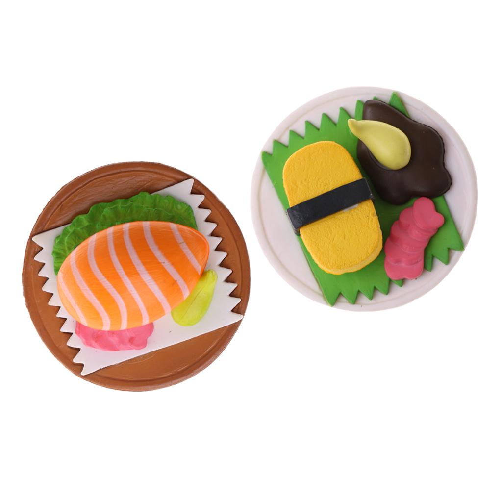 1/12 Dollhouse Miniature Vivid Japanese Food Sushi Round Plate