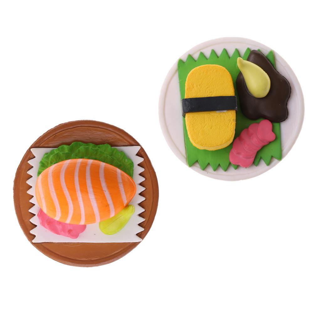 1/12 Dollhouse Miniature Vivid Japanese Food Sushi Round Plate