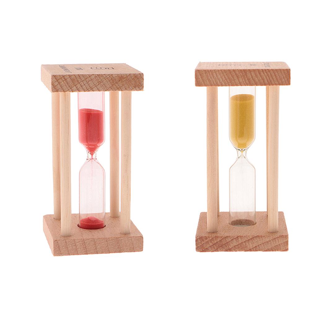 2 Piecs 5 Minutes Wooden Hourglass Brushing Timer Kitchen Cooking Clock