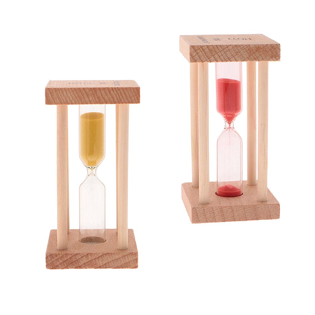 2 Piecs 5 Minutes Wooden Hourglass Brushing Timer Kitchen Cooking Clock