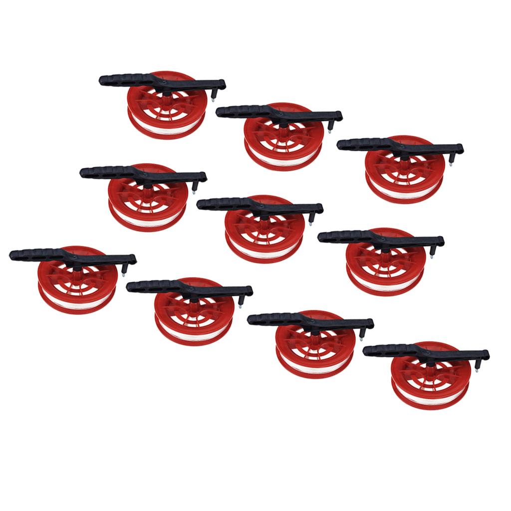 10pcs Fire Wheel Kite Winder Tool Reel Handle with 100m Twisted String Line