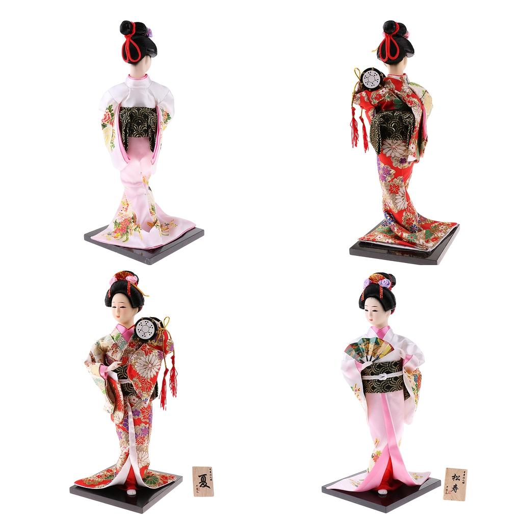 2 Pcs Japanese Geisha Kimono Doll Ornaments Crafts Home Decoration