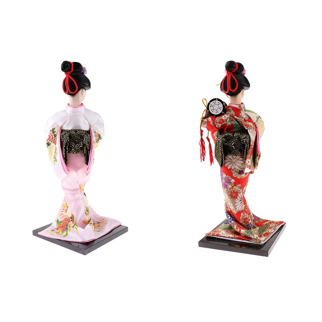 2 Pcs Japanese Geisha Kimono Doll Ornaments Crafts Home Decoration