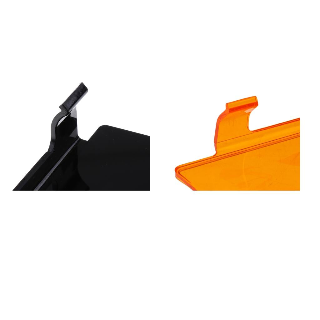 2X Car SUV Lens Cover Snap Housing for Straight Curved LED Light Black+Amber