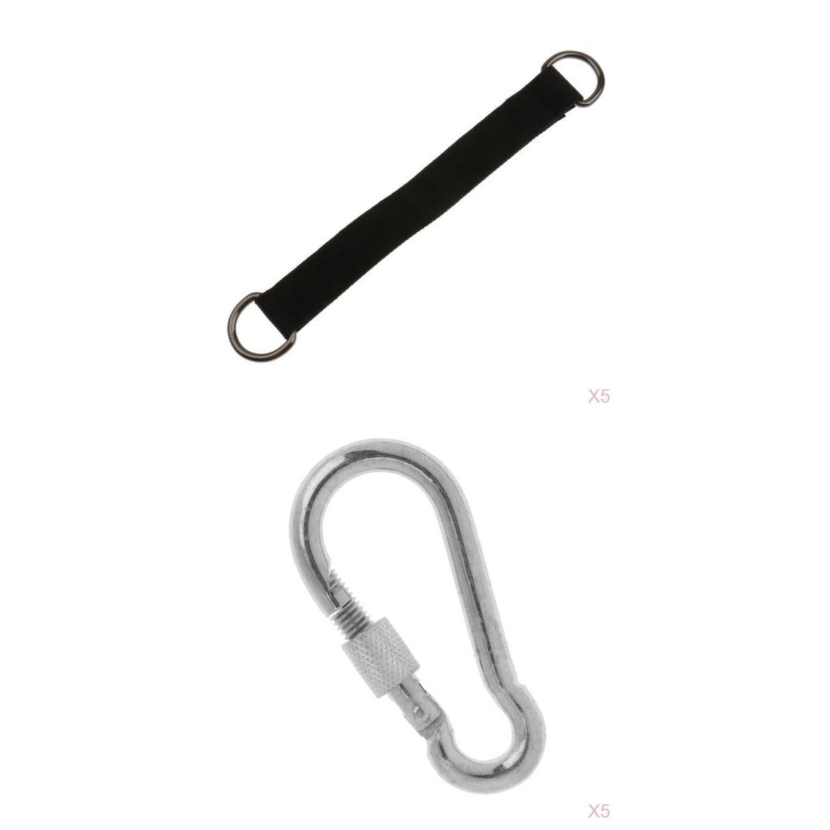 5 Sets Outdoor Hanging Strap Rope Hammock Swing 25cm with D Shape Carabiner