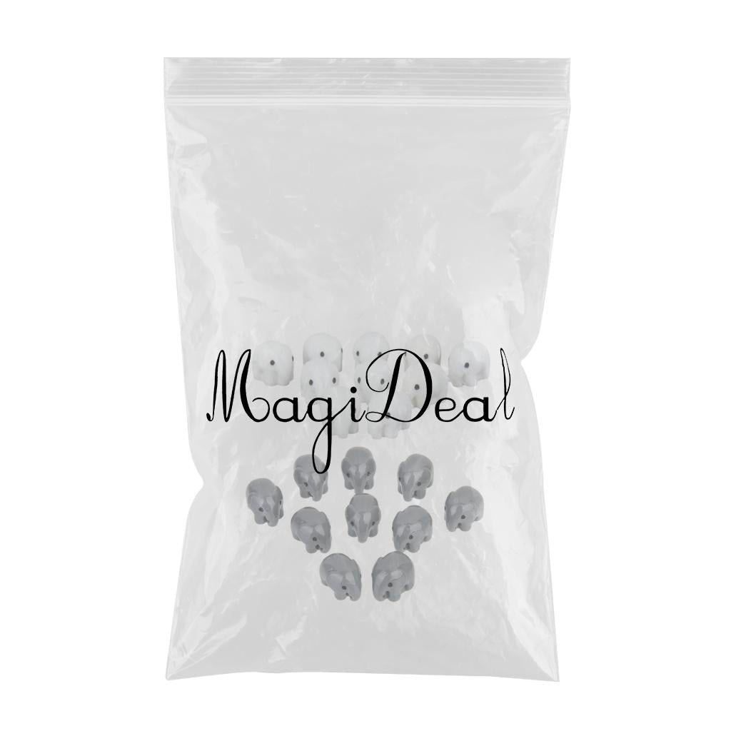20pcs Miniature Dollhouse Bonsai Craft Landscape Grey&White Elephant Decor