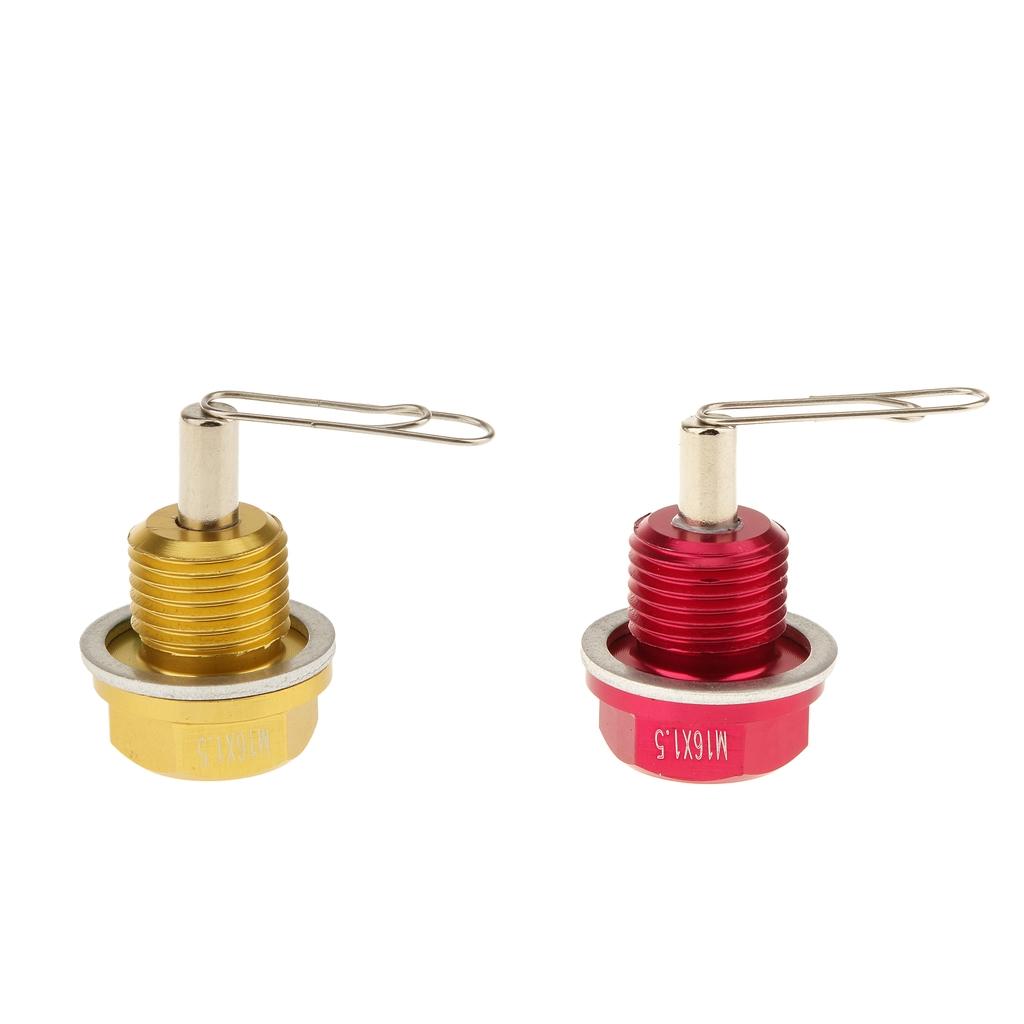 2pcs M16X1.5 Anodized Magnetic Engine Oil Pan Drain Bolt Plug for