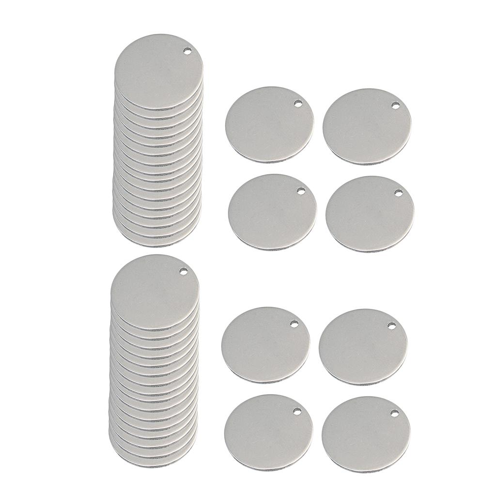 40 Piece Metal Flat Round Circle Blank Coin Stamping Charms Tag Pendants 8mm