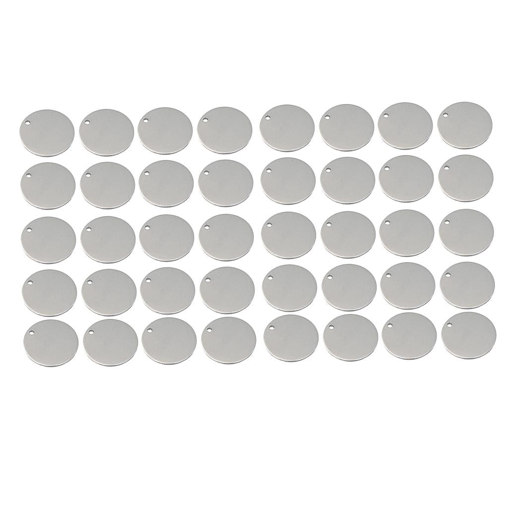 40 Piece Metal Flat Round Circle Blank Coin Stamping Charms Tag Pendants 8mm