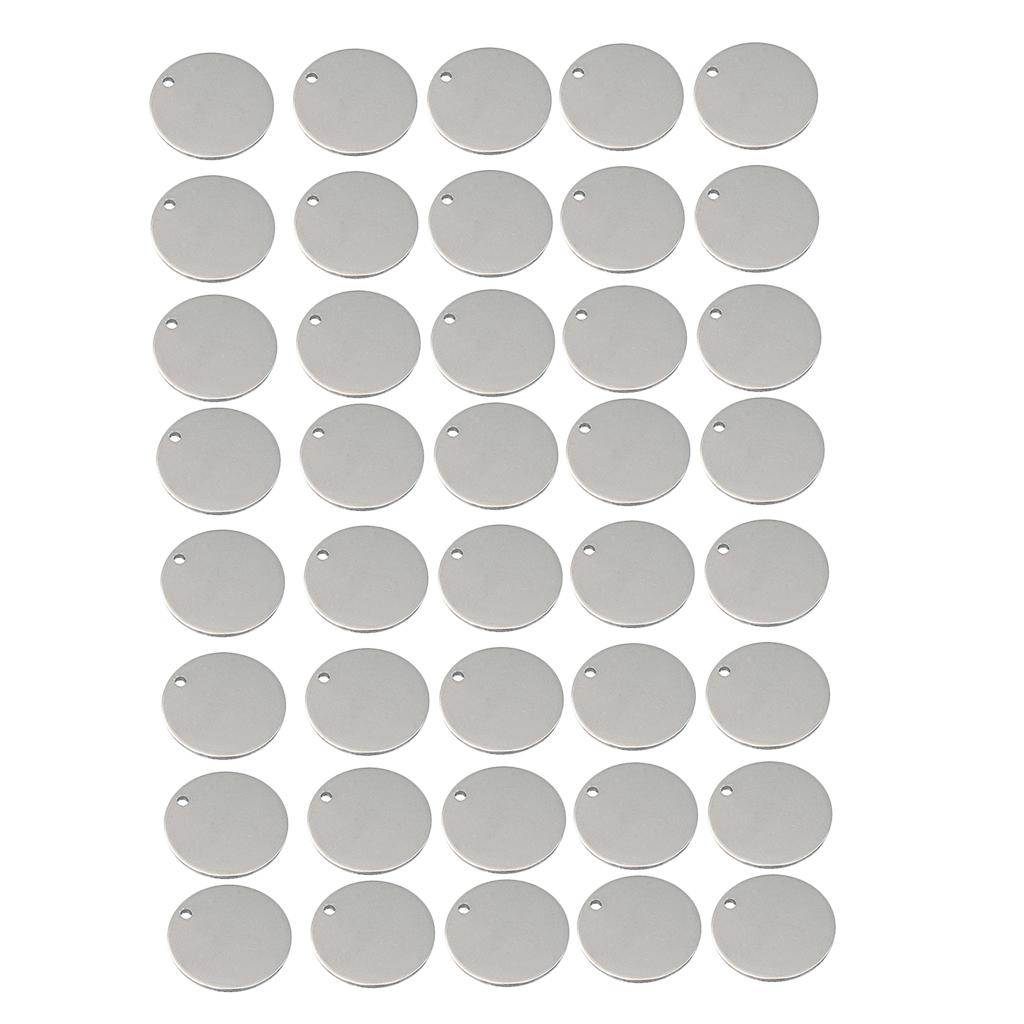 40 Piece Metal Flat Round Circle Blank Coin Stamping Charms Tag Pendants 8mm