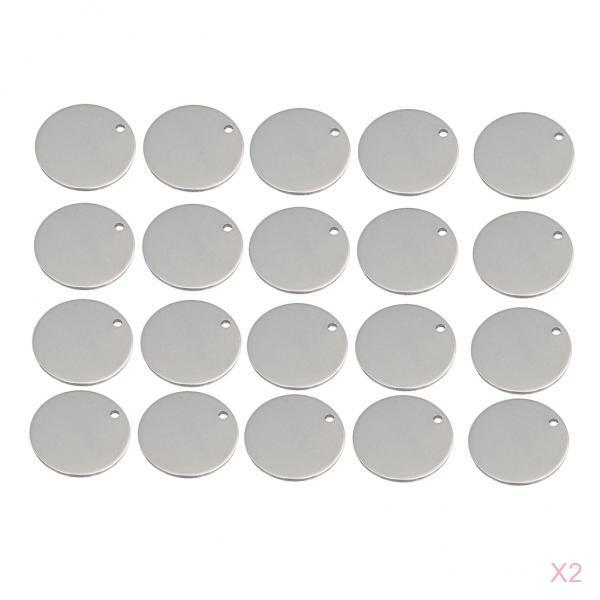 40 Piece Metal Flat Round Circle Blank Coin Stamping Charms Tag Pendants 8mm