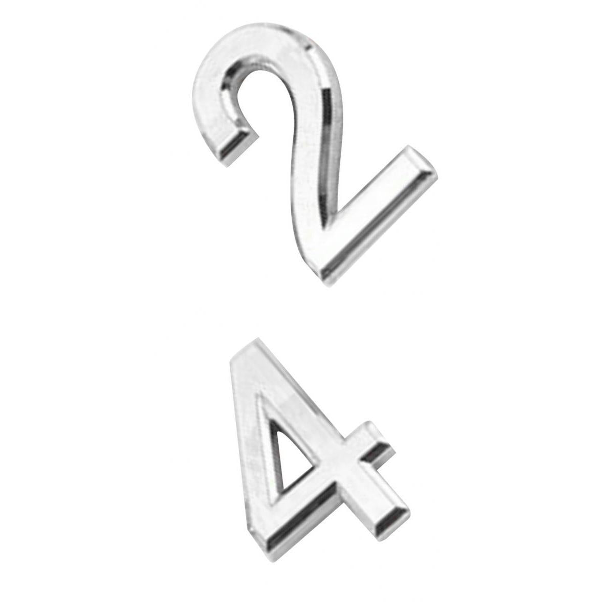 2Pcs Silver Plastic Self-Adhesive House Hotel Door Number 4 and Number 2