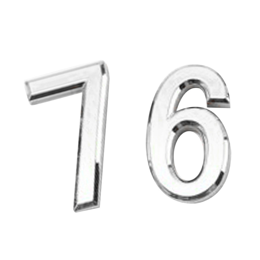 2Pcs Silver Plastic Self-Adhesive House Hotel Door Number 6 and Number 7
