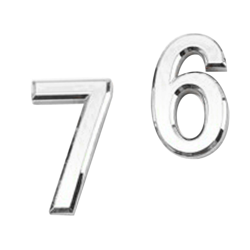 2Pcs Silver Plastic Self-Adhesive House Hotel Door Number 6 and Number 7