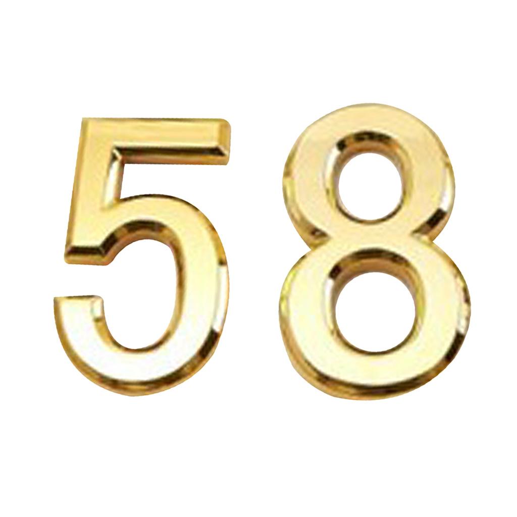 2Pcs Gold Plastic Self-Adhesive House Hotel Door Number 5 and Number 8