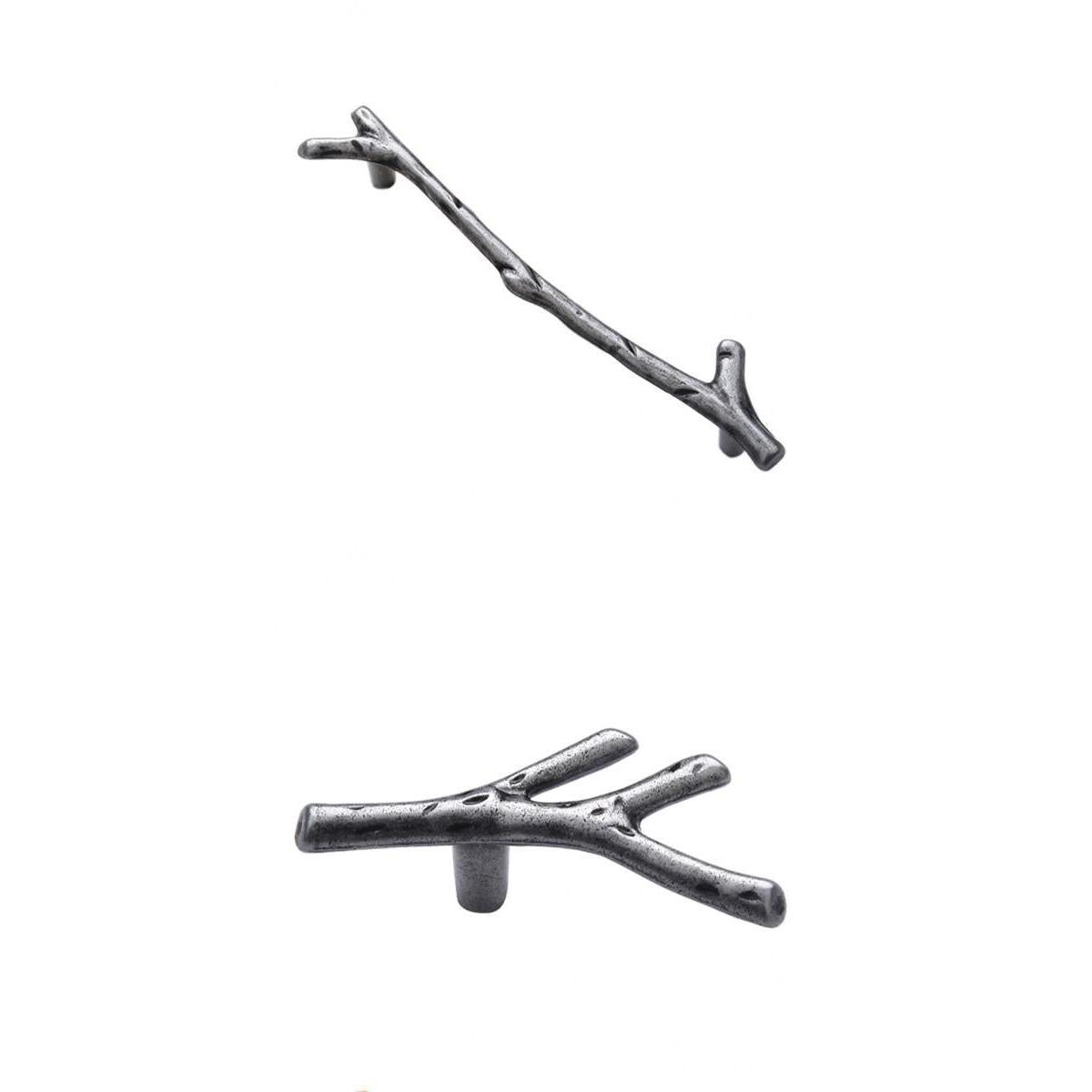 2Pcs Twig Knob Tree Branch Pull Handle For Furniture Kitchen Wardrobe Iron