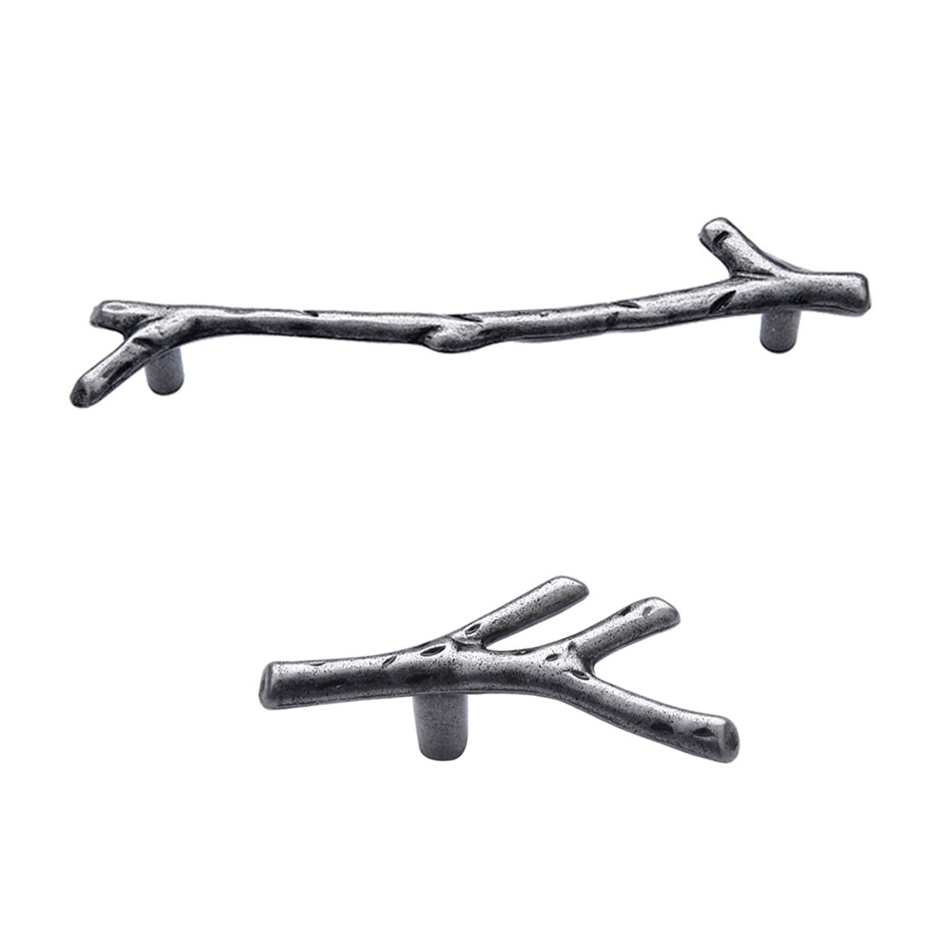 2Pcs Twig Knob Tree Branch Pull Handle For Furniture Kitchen Wardrobe Iron