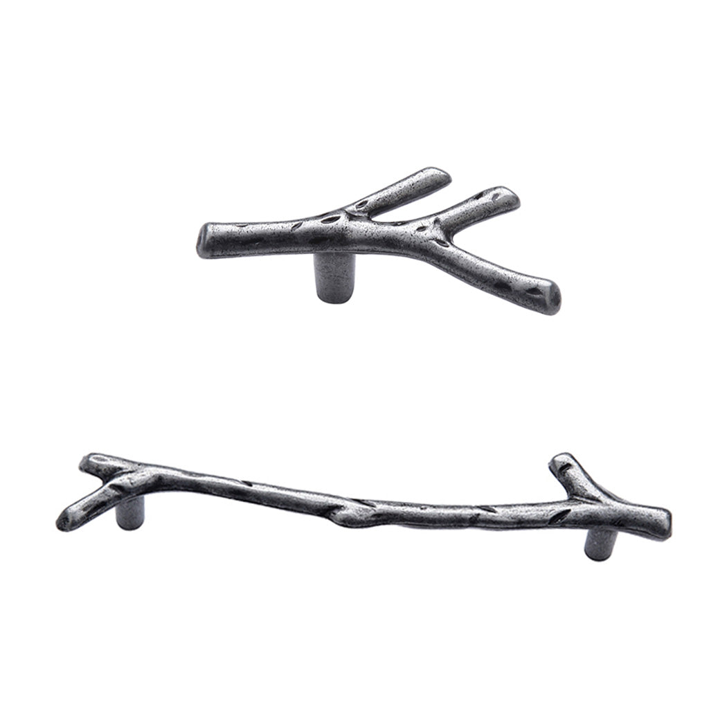 2Pcs Twig Knob Tree Branch Pull Handle For Furniture Kitchen Wardrobe Iron