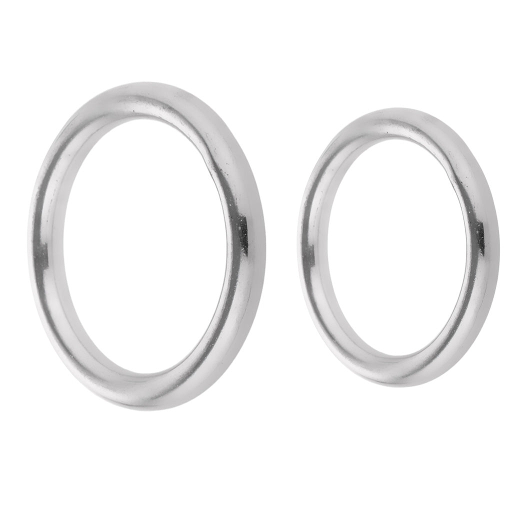 2Pcs Boat Marine 304 Stainless Steel Polished O Ring Smooth Welded