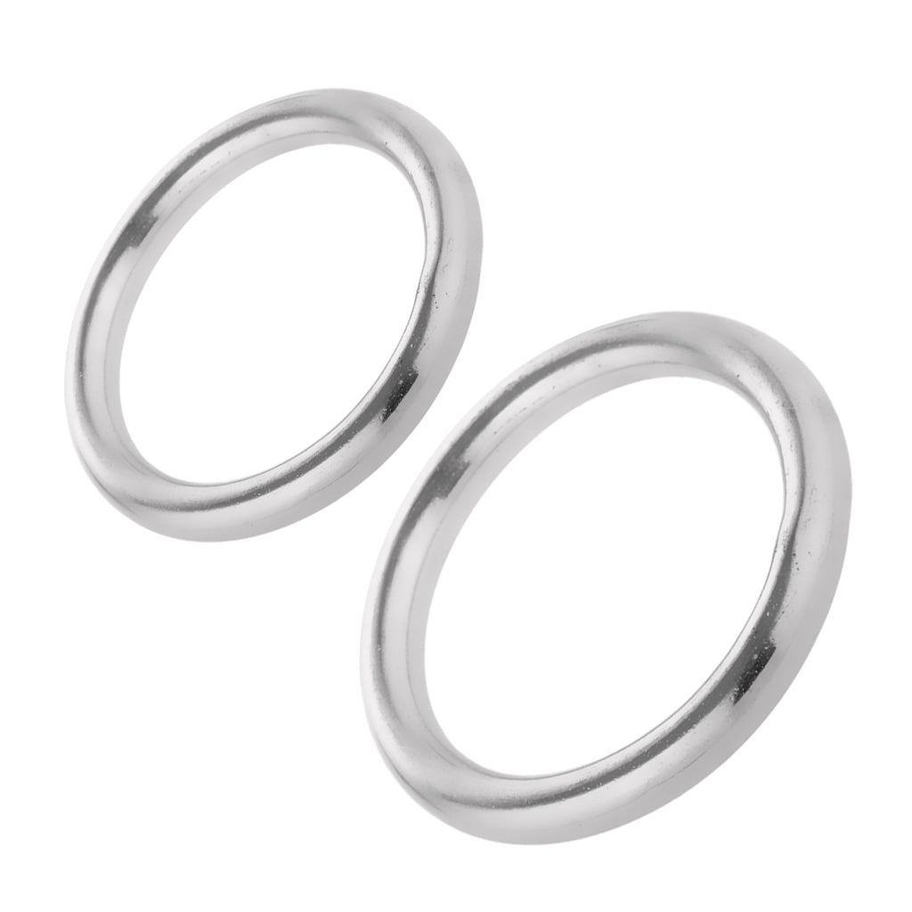 2Pcs Boat Marine 304 Stainless Steel Polished O Ring Smooth Welded