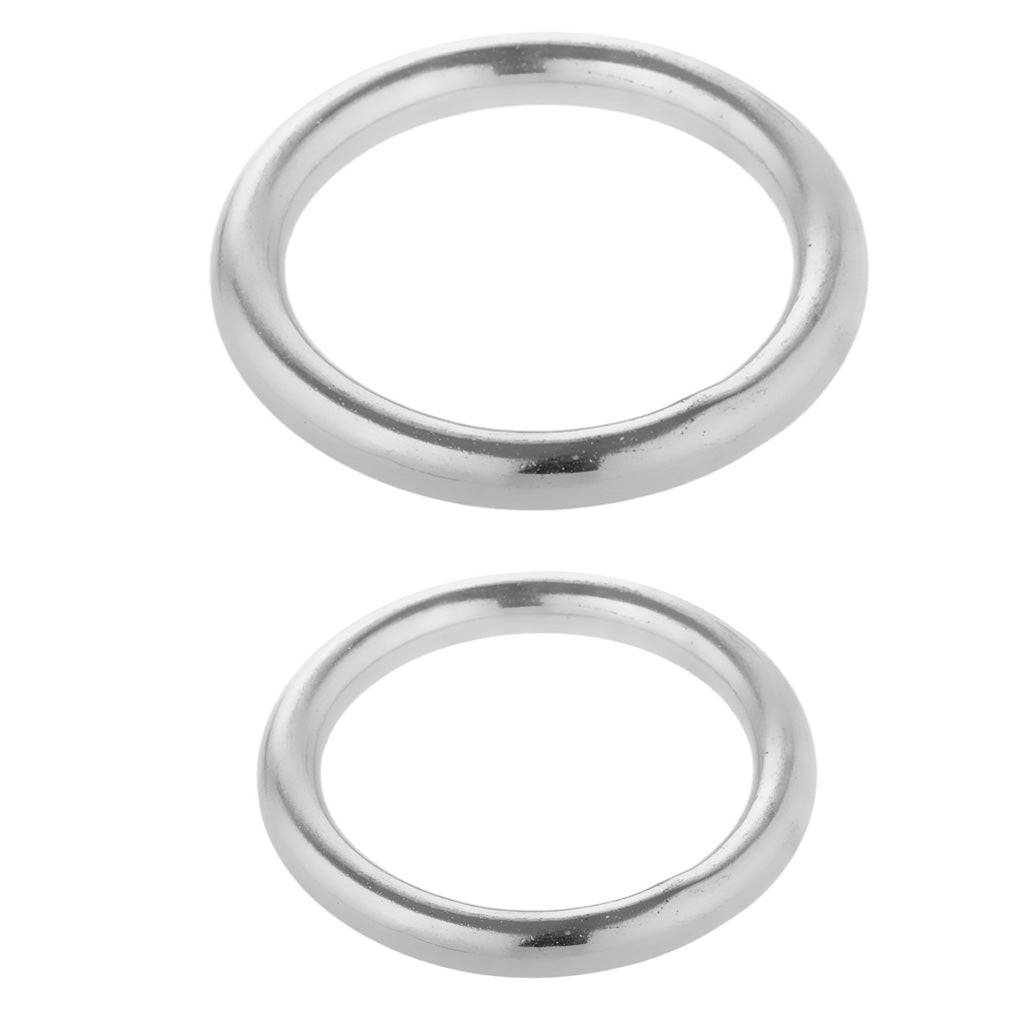 2Pcs Boat Marine 304 Stainless Steel Polished O Ring Smooth Welded