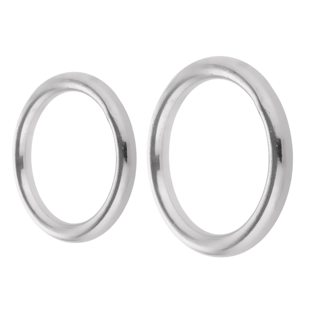 2Pcs Boat Marine 304 Stainless Steel Polished O Ring Smooth Welded