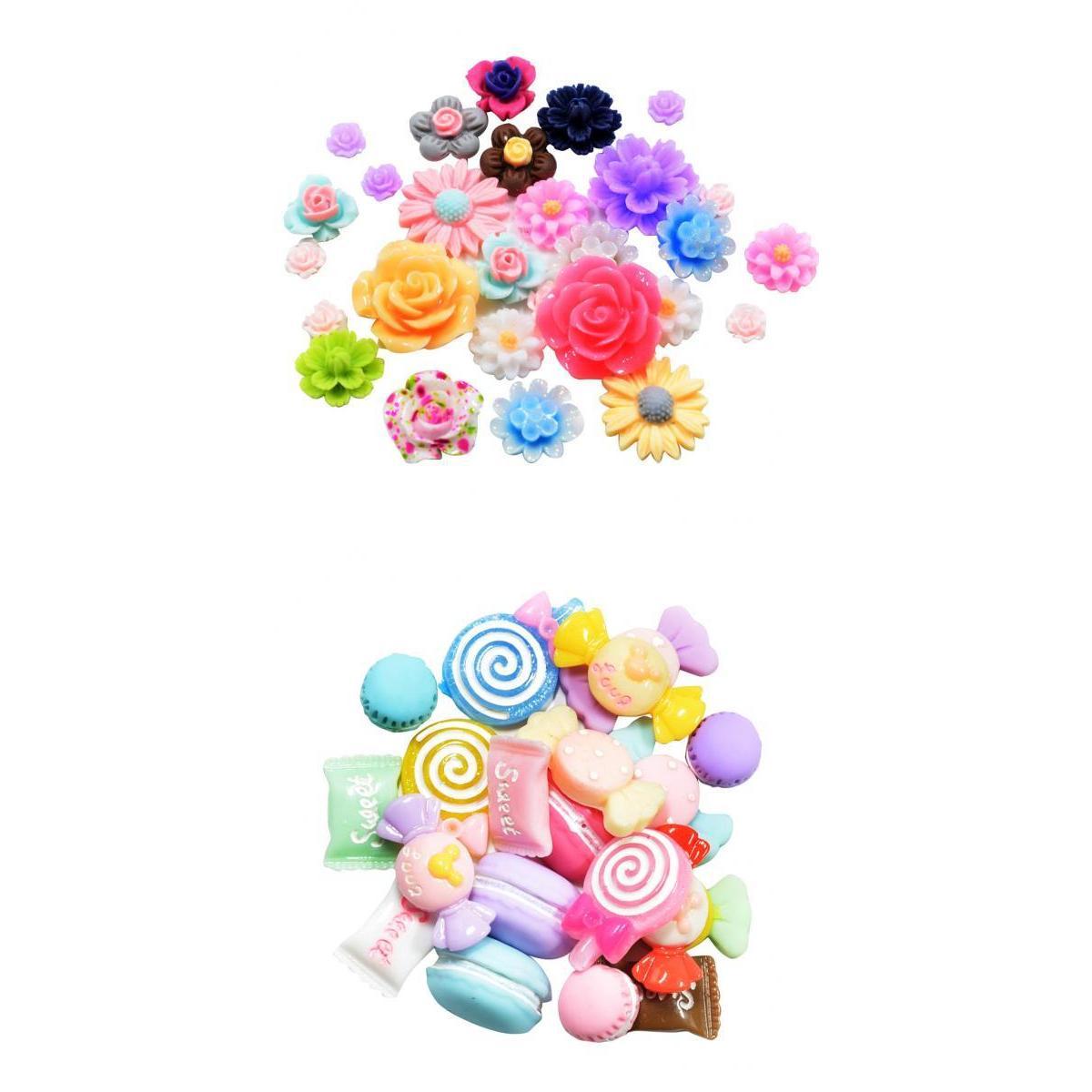 70 Pieces Assorted Shapes Resin Flatback Cabochons Embellishment DIY Craft