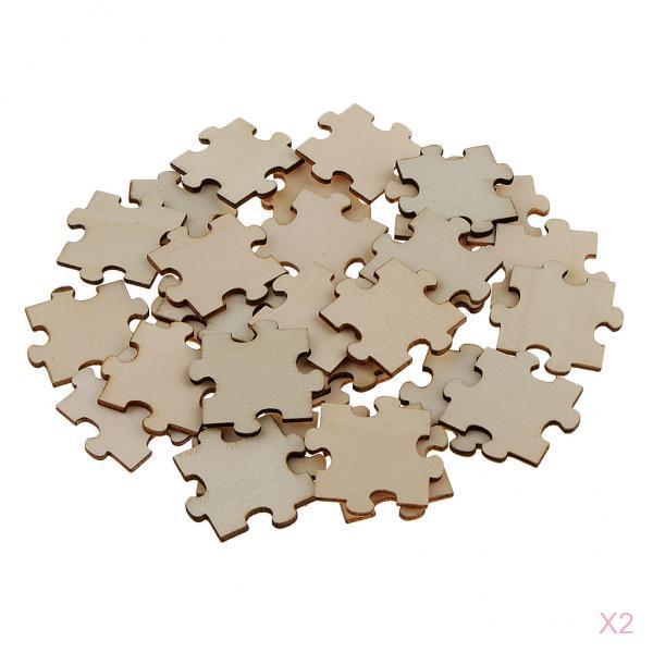100 Pieces Blank Wooden Puzzle Embellishments Wood Slices DIY Arts Crafts