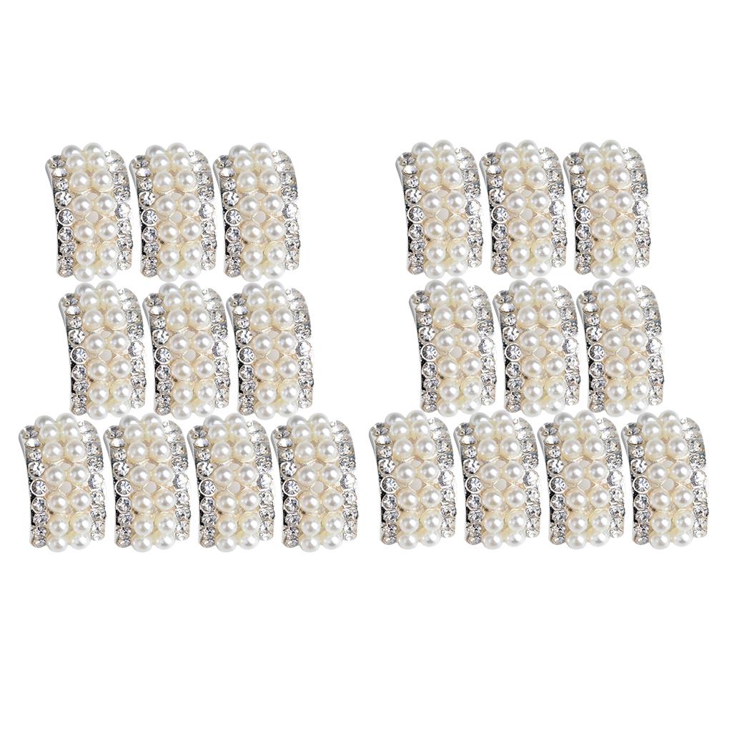 20 Pieces Arc-shaped Pearl Rhinestone Hair Embellishment DIY Accessories