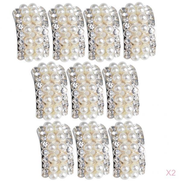 20 Pieces Arc-shaped Pearl Rhinestone Hair Embellishment DIY Accessories