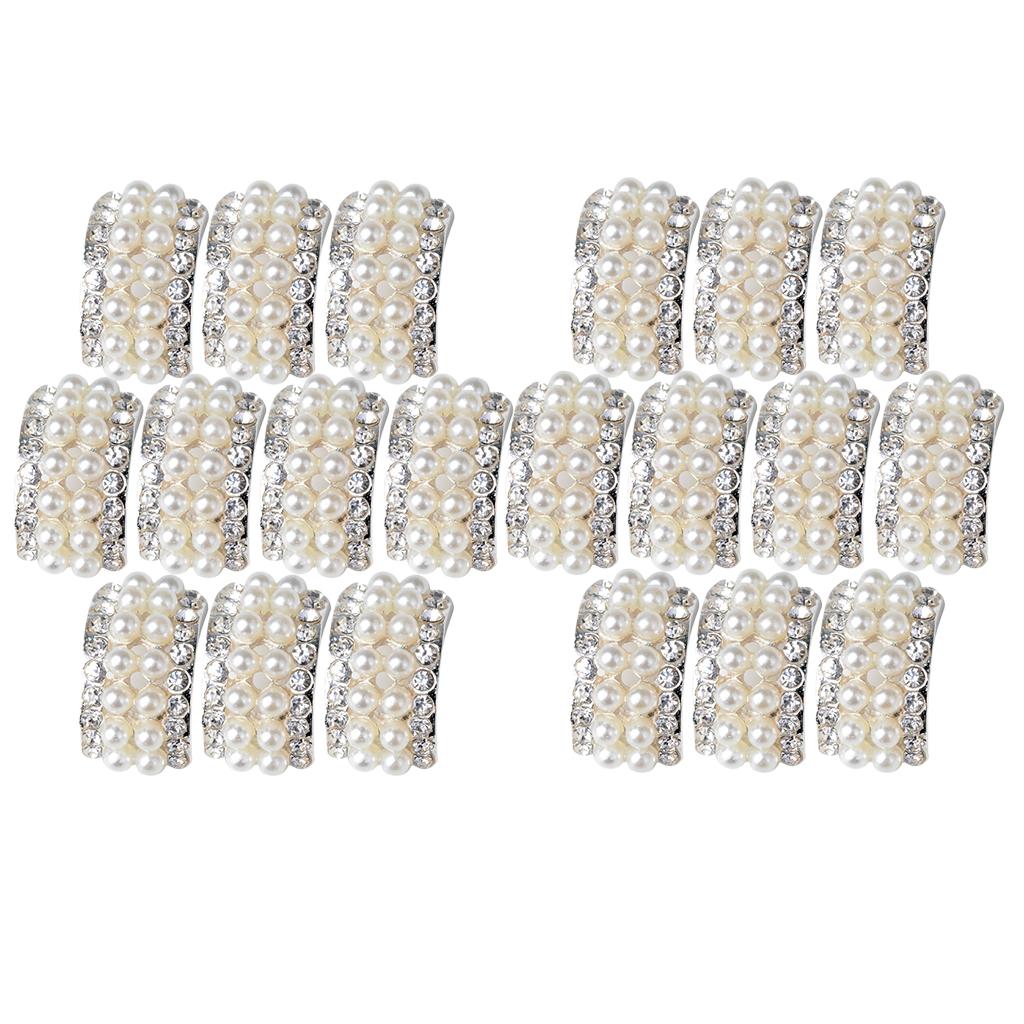20 Pieces Arc-shaped Pearl Rhinestone Hair Embellishment DIY Accessories