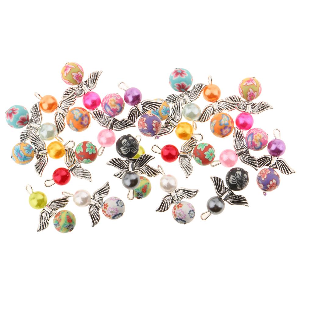 20 Pieces Mixed Angel Wing Charms Pearl Pendant DIY Jewelry Findings #2