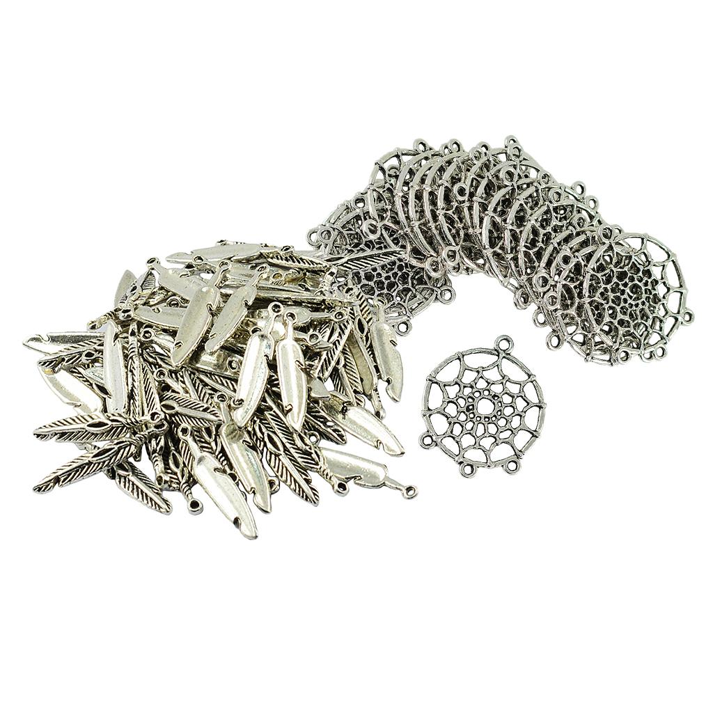120 Pieces Vintage Feather Dream Catcher Charm Pendants DIY Jewelry Crafts