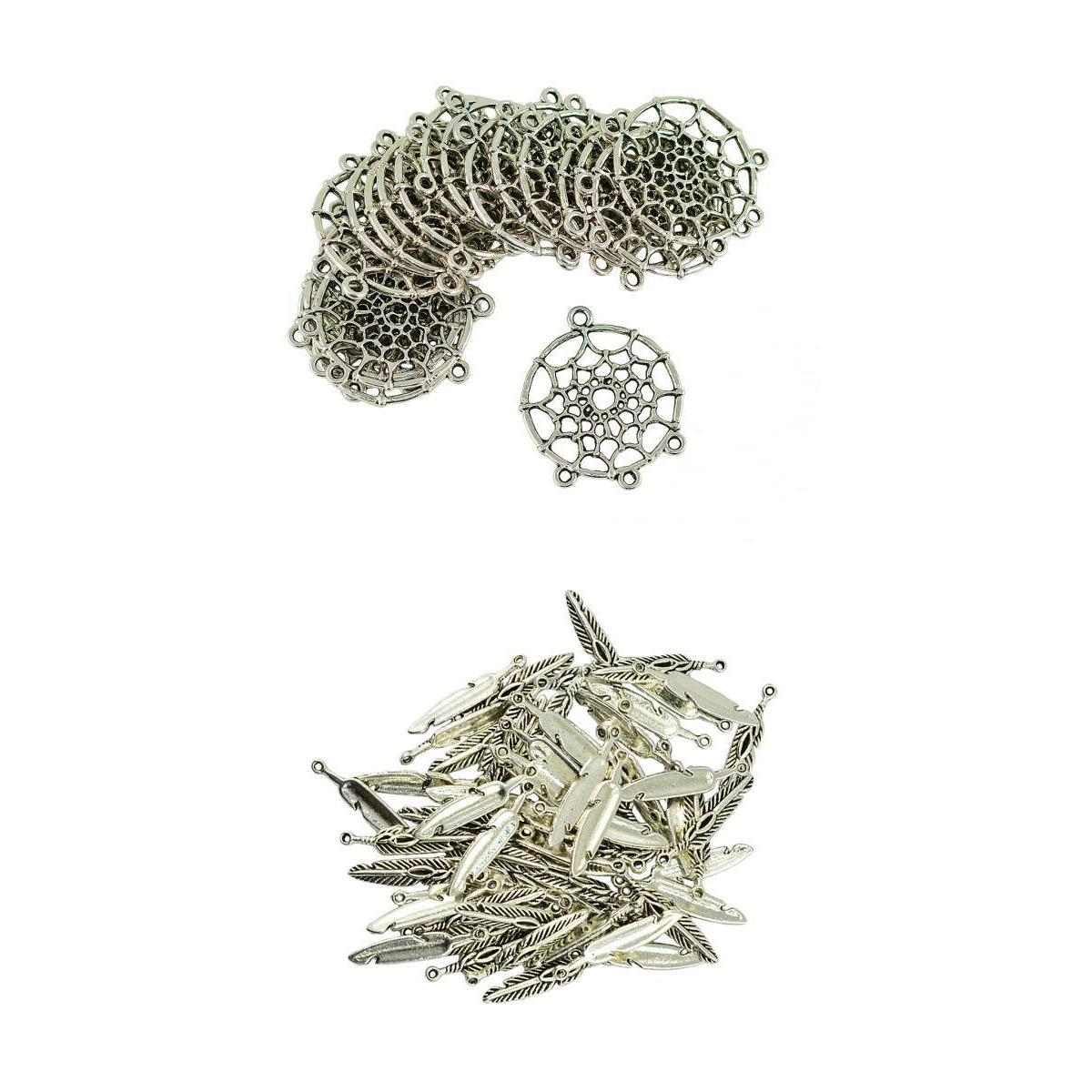 120 Pieces Vintage Feather Dream Catcher Charm Pendants DIY Jewelry Crafts