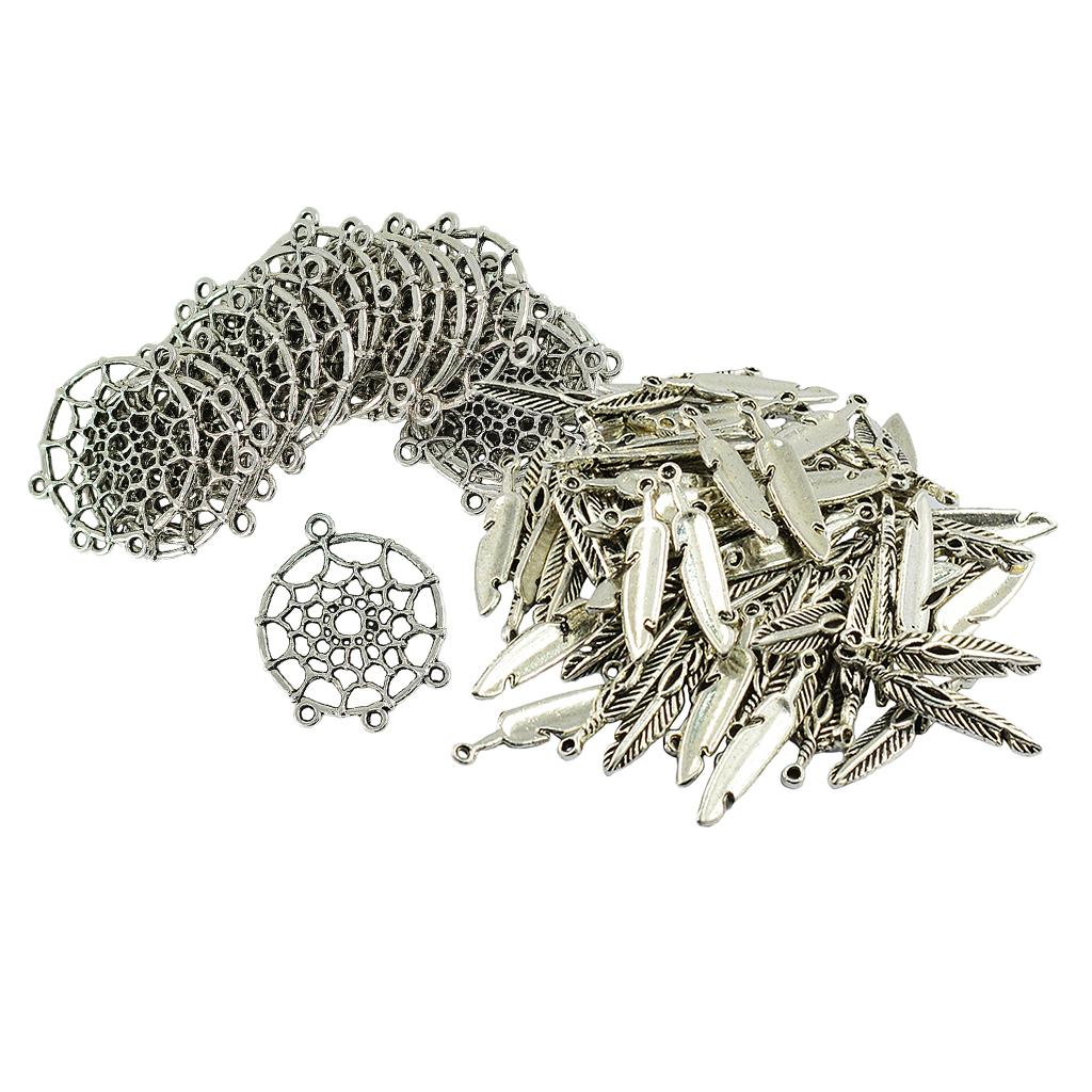 120 Pieces Vintage Feather Dream Catcher Charm Pendants DIY Jewelry Crafts