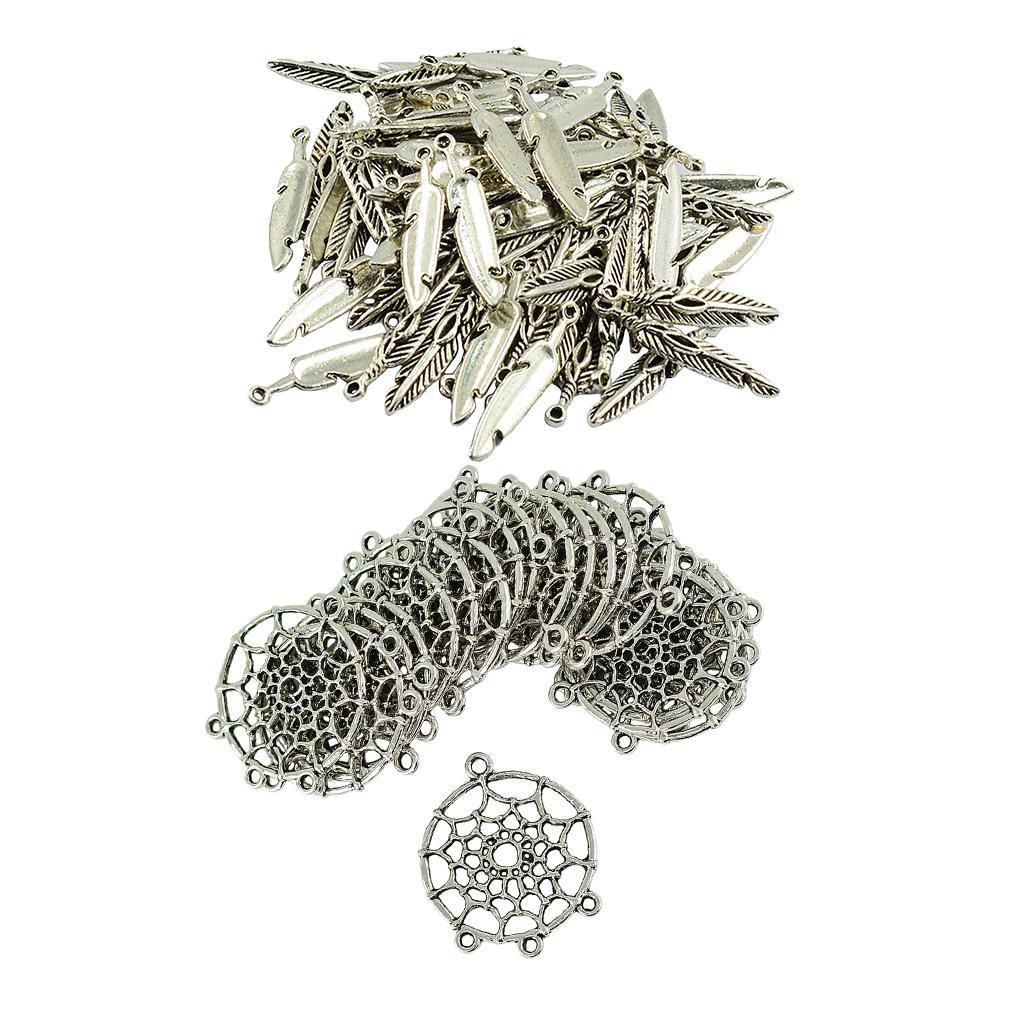 120 Pieces Vintage Feather Dream Catcher Charm Pendants DIY Jewelry Crafts