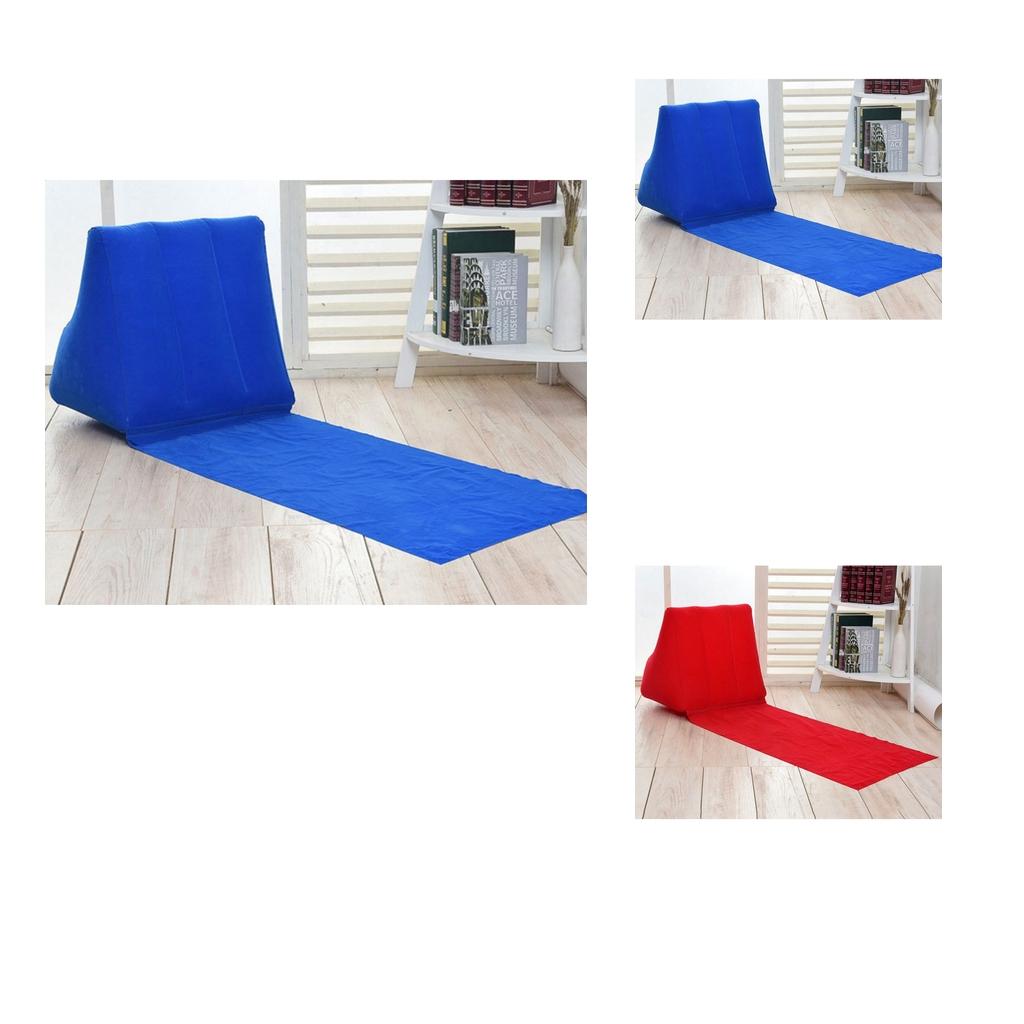 2 Pieces Inflating Beach Camping Lounger Back Pillow Cushion Chair Air Bed