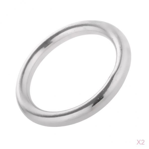 2x Boat Marine 304 Stainless Steel Polished O Ring Smooth Welded 7x50mm