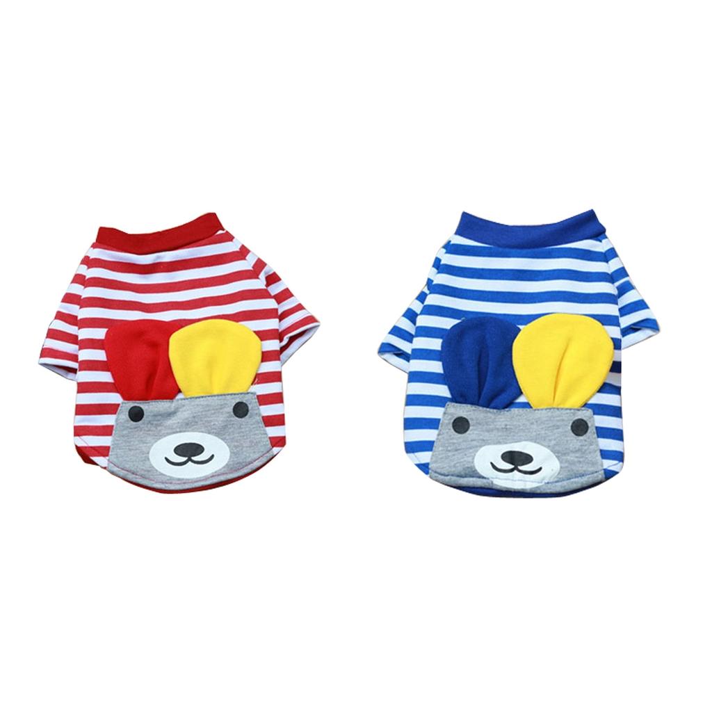 2 pcs Pet Puppy Small Striped Dog Cat Vest T-Shirt Summer Apparel Clothes